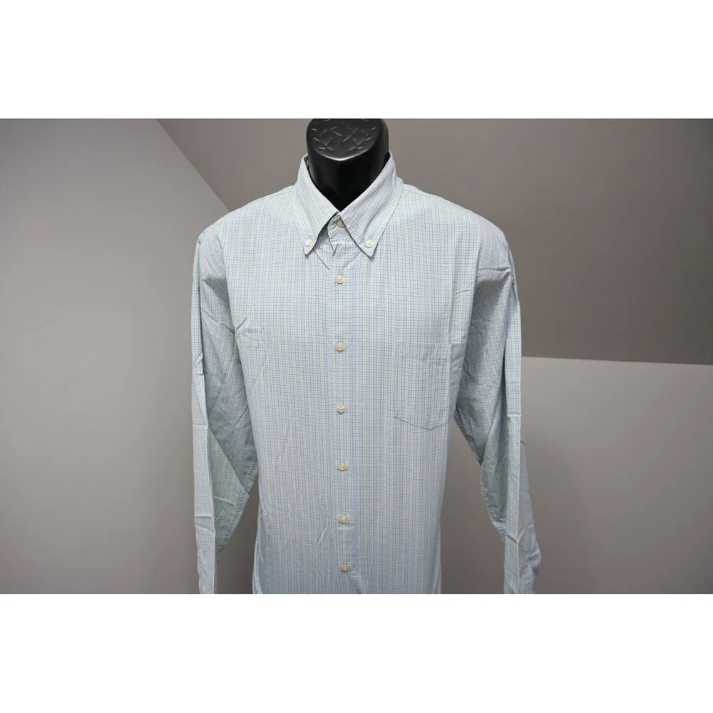 J. Crew Button Up Dress Shirt Mens XL Blue Green Plaid Tailored Fit EUC